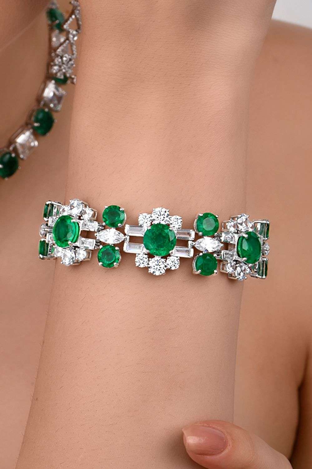 Green white Swarovski Zirconia bracelet