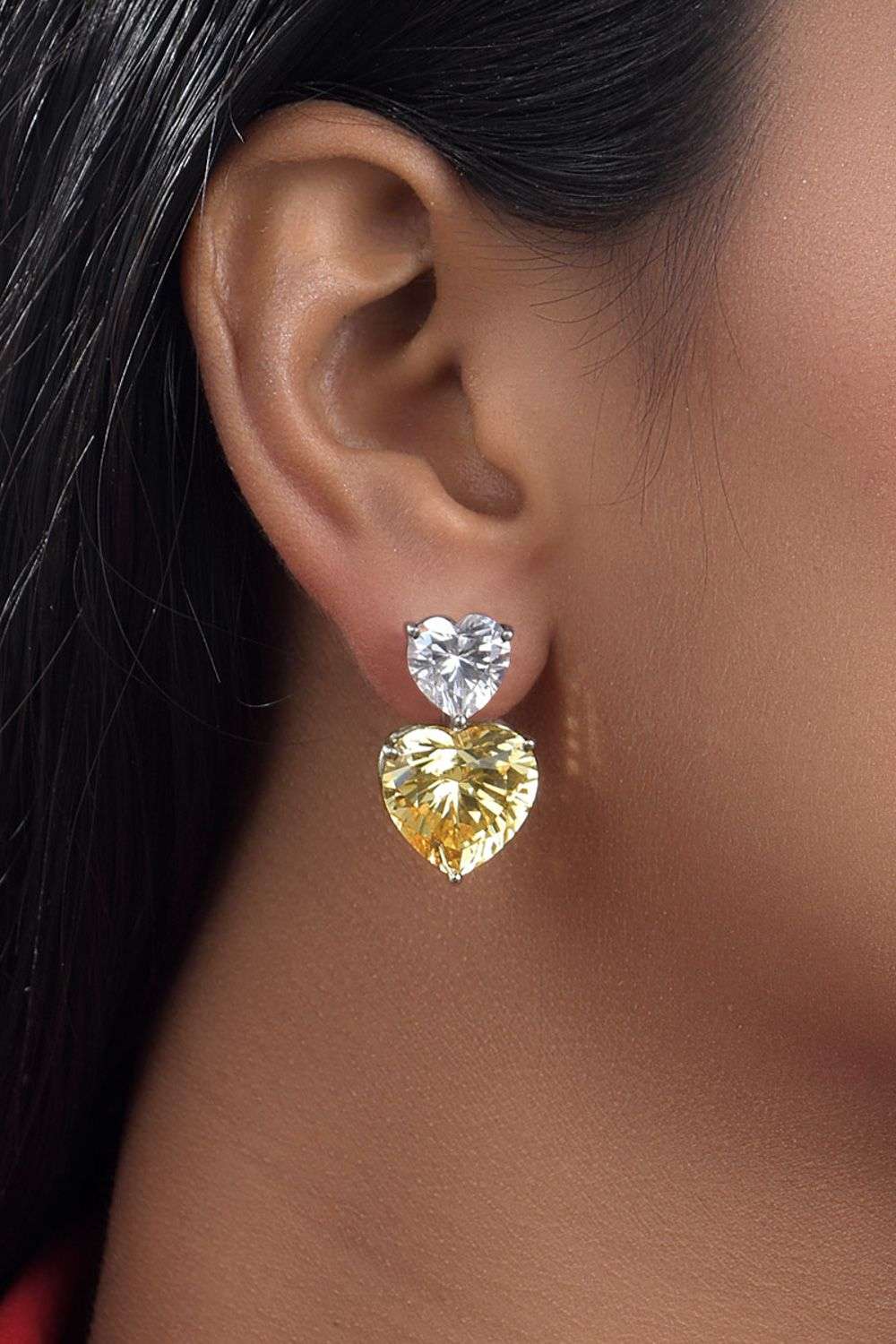 Yellow Heart Shaped Swarovski Earrings