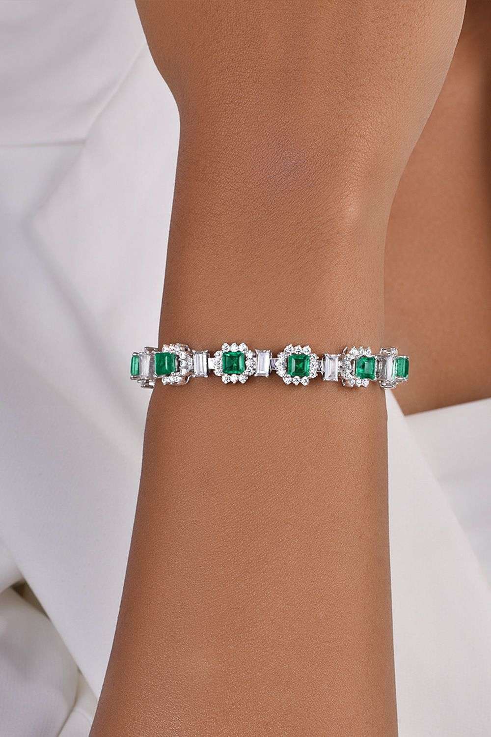 Buy Diosa Paris Soft Green Swarovski Zirconia Stones, sterling