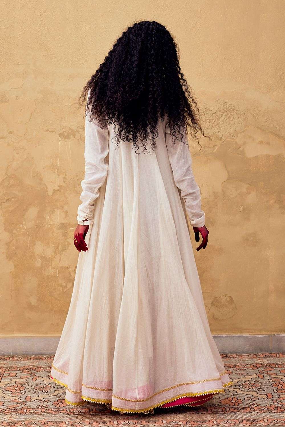 Buy Khara Kapas Soft Ivory Cotton mul Bijiya Gota Dresses