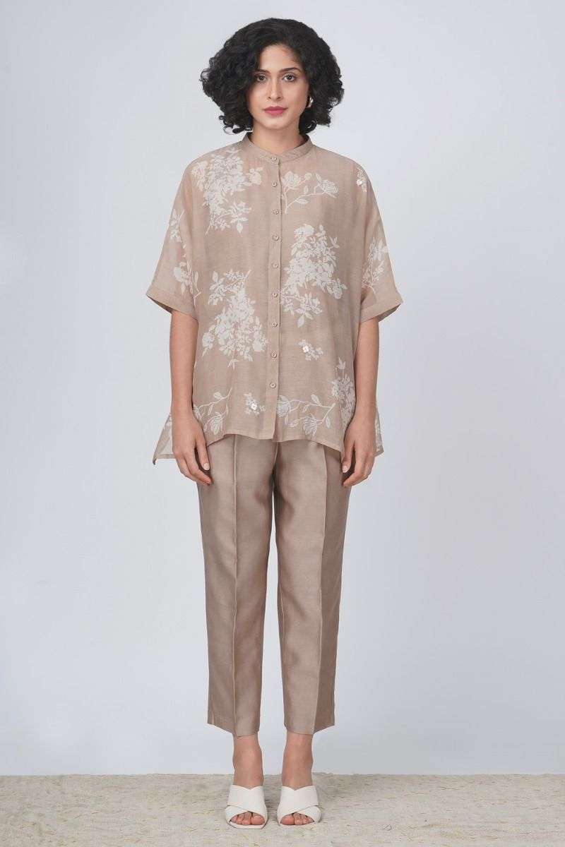 Buy Arcvsh By Pallavi Singh Soft Beige COTTON CHANDERI DISCHARGE