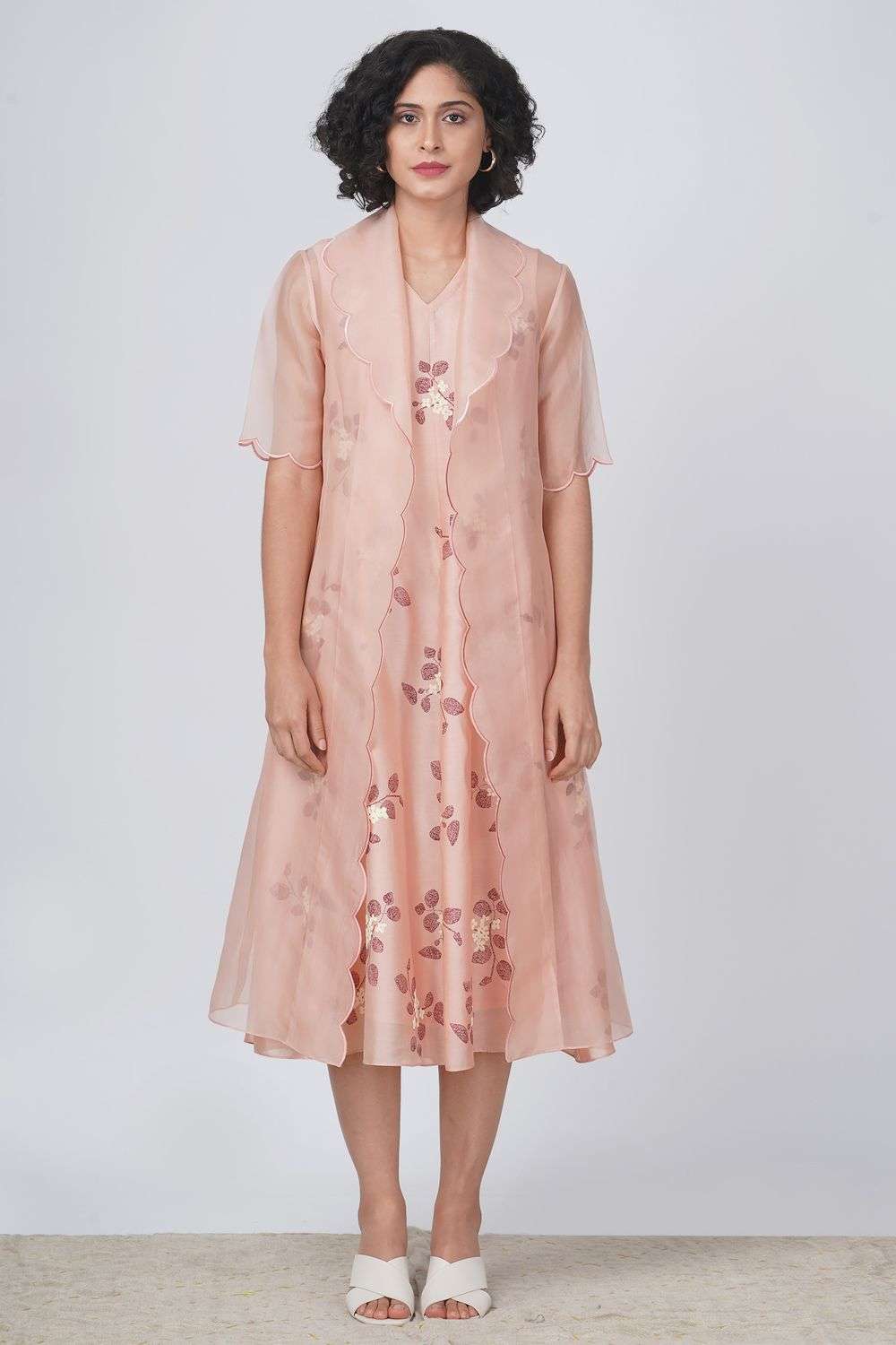 Buy Arcvsh By Pallavi Singh Soft Pink PLAIN ORGANZA SILK CHANDERI