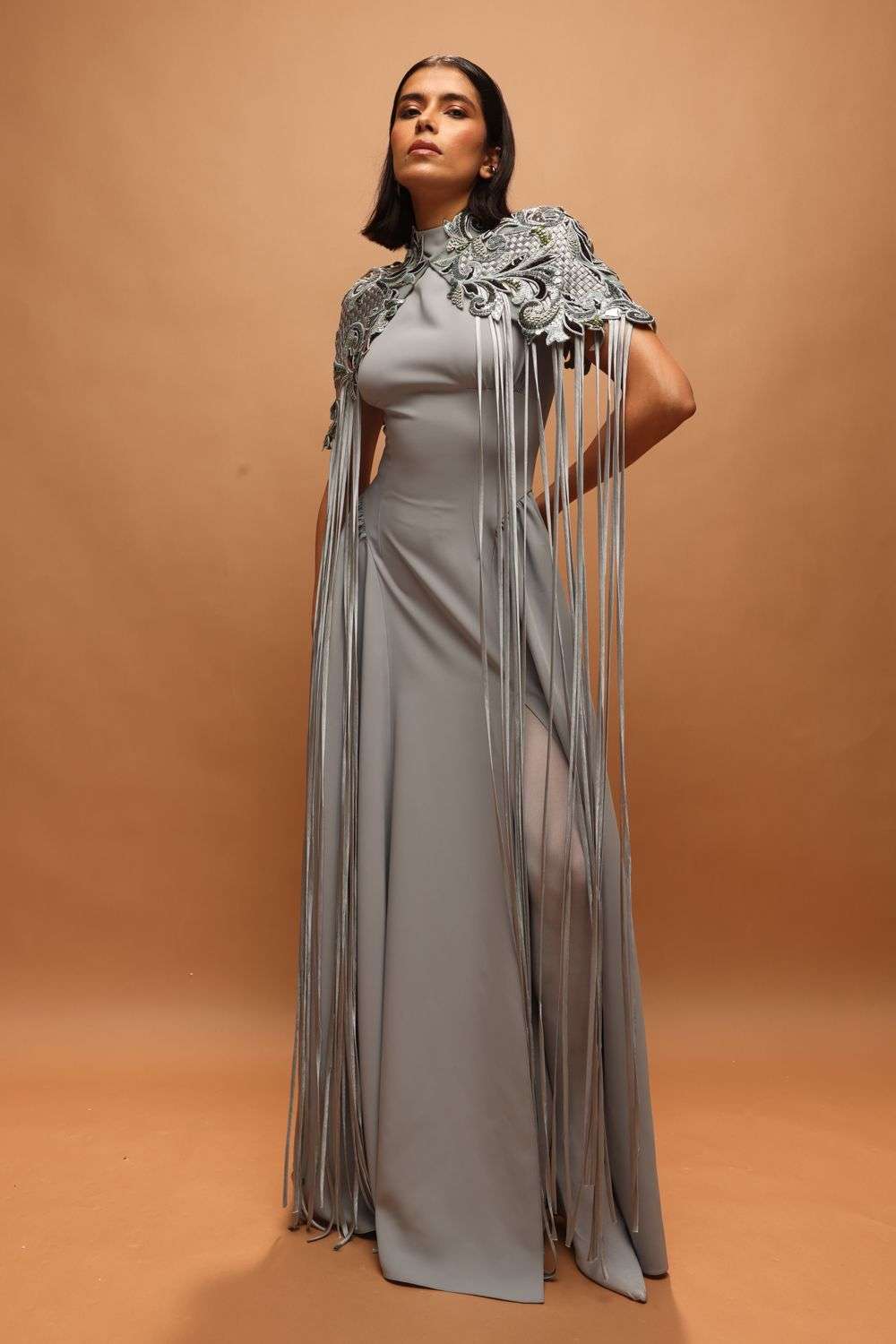 Buy Pankaj & Nidhi Soft Blue Tulle, Wool, Moss Crepe Dresses