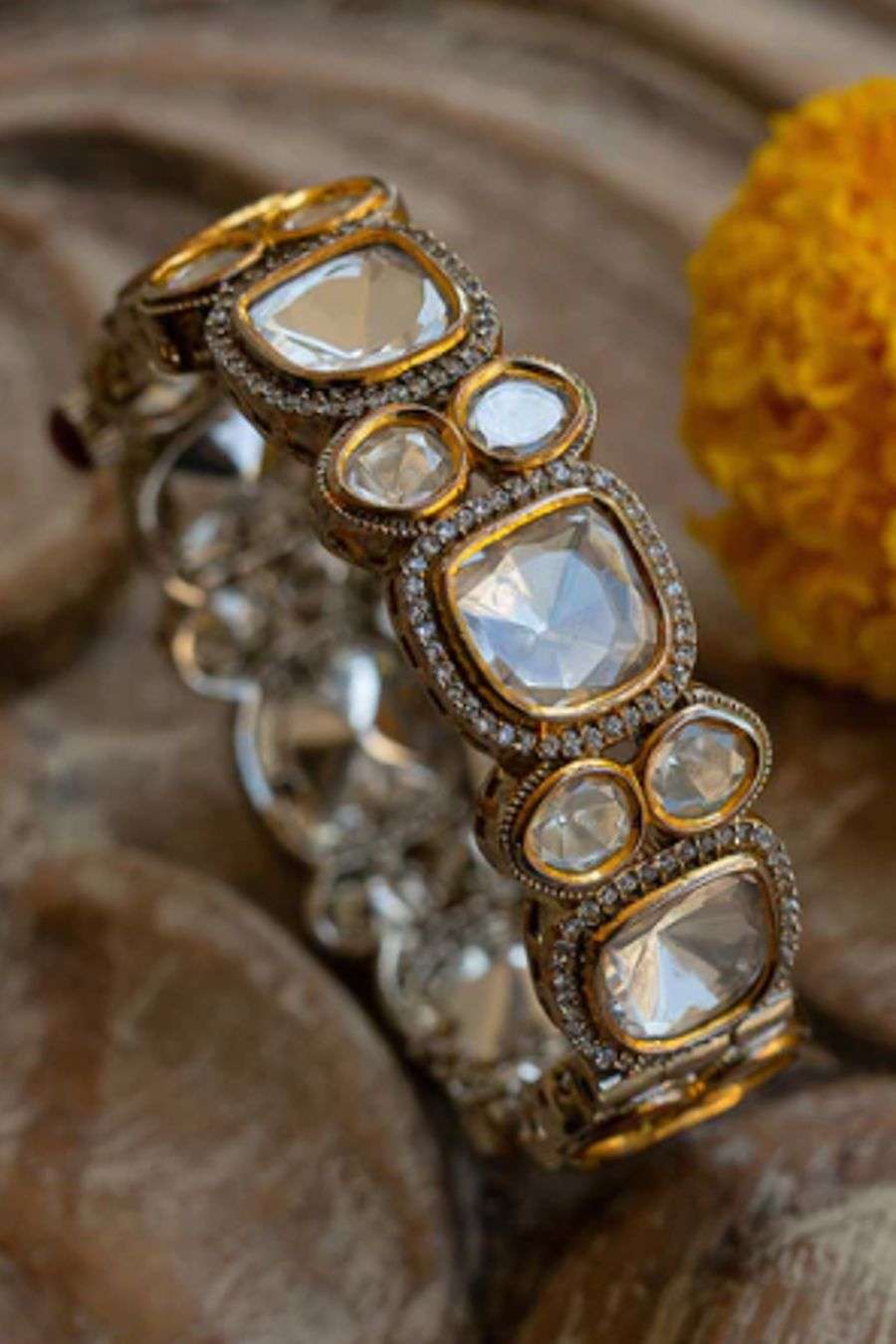 Gold Finish Pachi Kundan Polki & Red Stones Bracelet Design by VASTRAA  Jewellery at Pernia's Pop Up Shop 2024