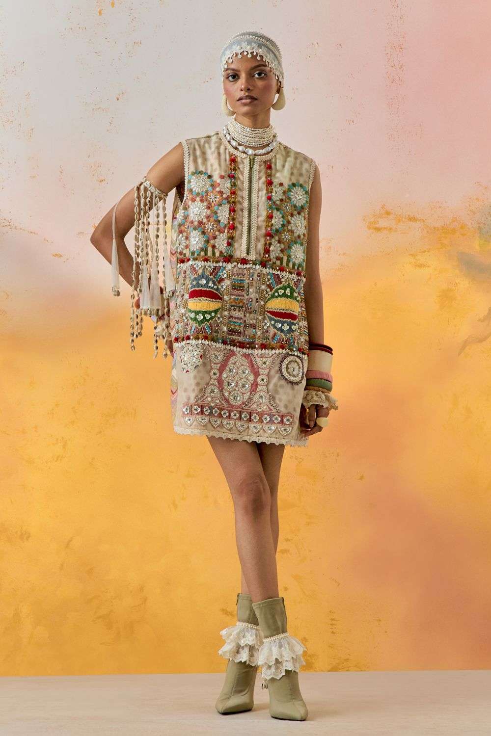 Buy Aseem Kapoor Soft Multi Net And Mushroom Twill Moti Bharat
