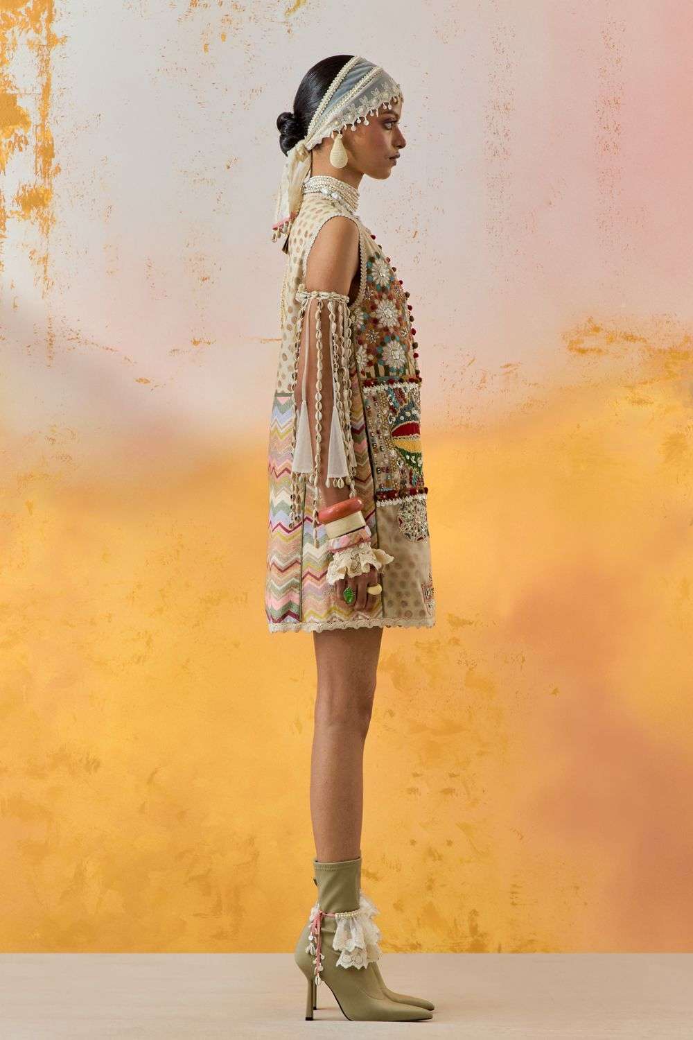 Buy Aseem Kapoor Soft Multi Net And Mushroom Twill Moti Bharat