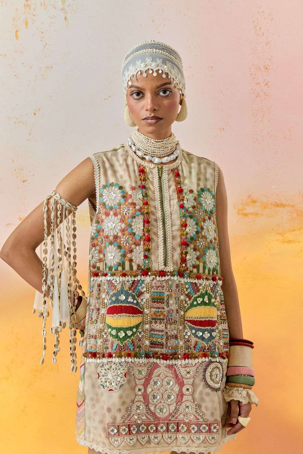 Buy Aseem Kapoor Soft Multi Net And Mushroom Twill Moti Bharat