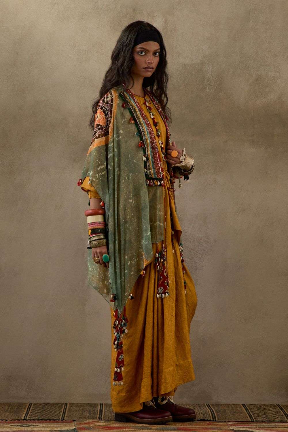 Buy Aseem Kapoor Soft Green Sheer Silk Resham thread embroidery