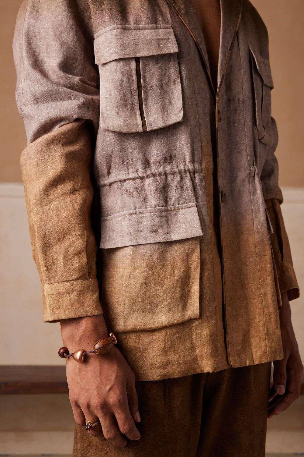 Buy CORD Men Soft Brown Linen Jacket Sets