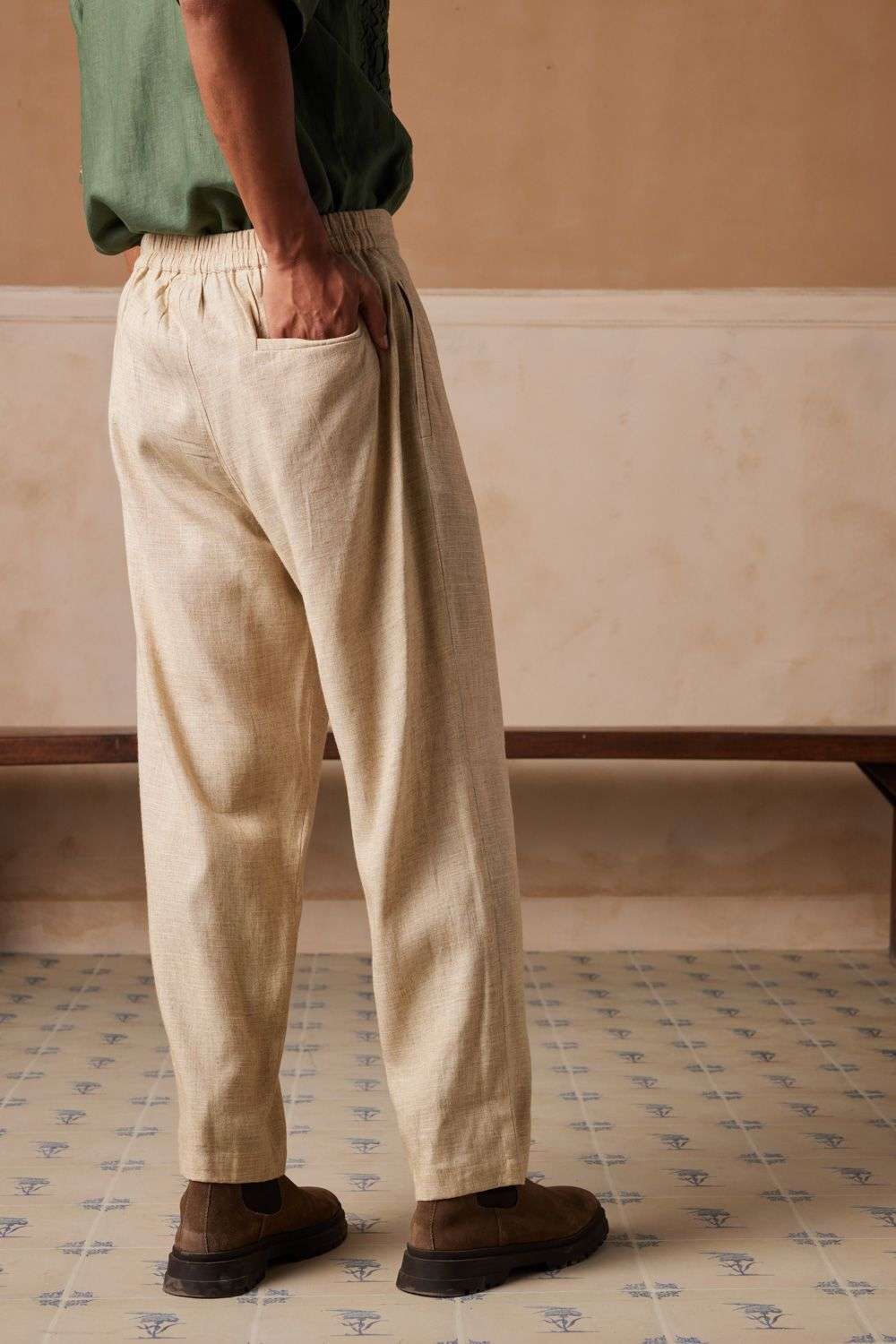 Buy CORD Men Soft Ivory Linen Bottoms