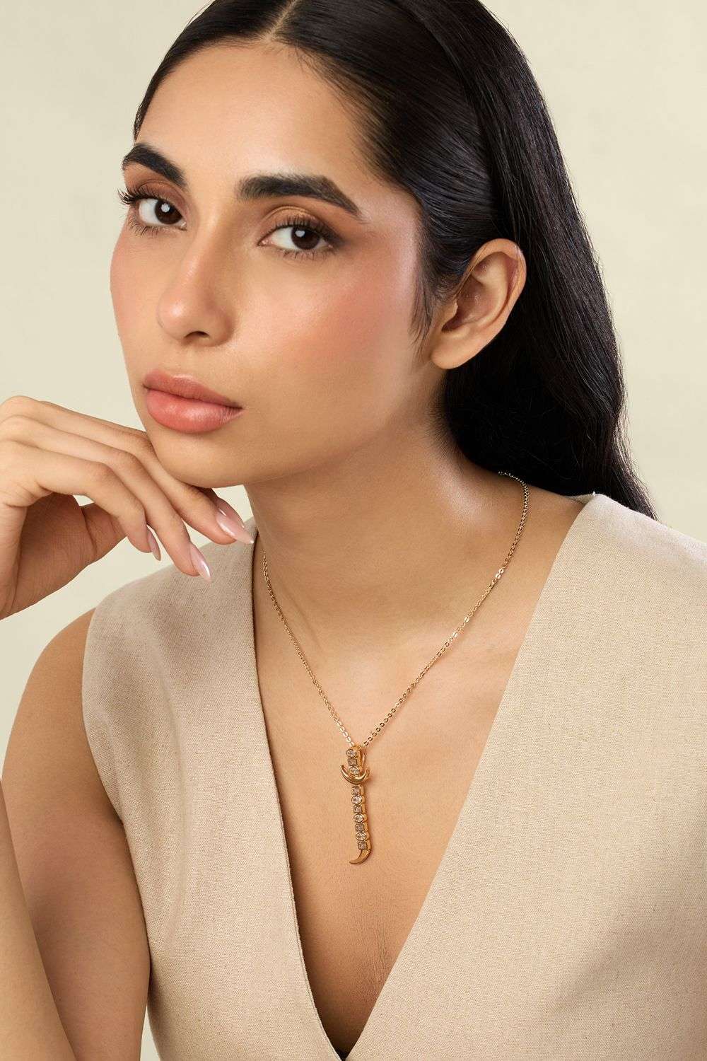 White CZ Crystal Sword Pendant Chain Necklace