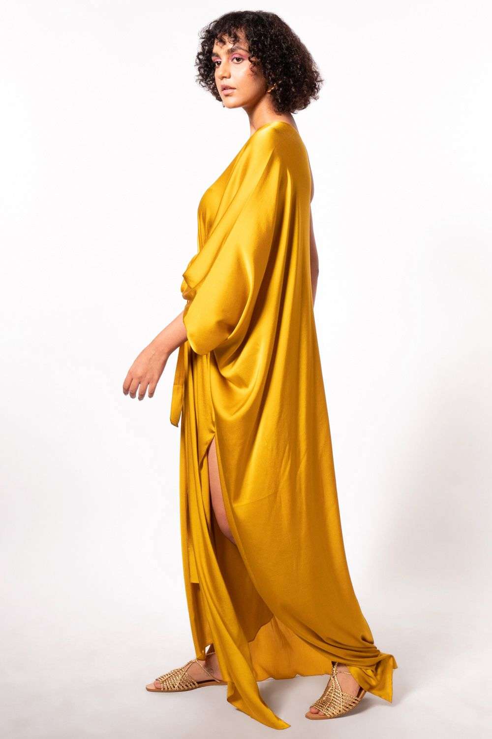 Buy Stephany Soft Yellow Silk Satin Dresses