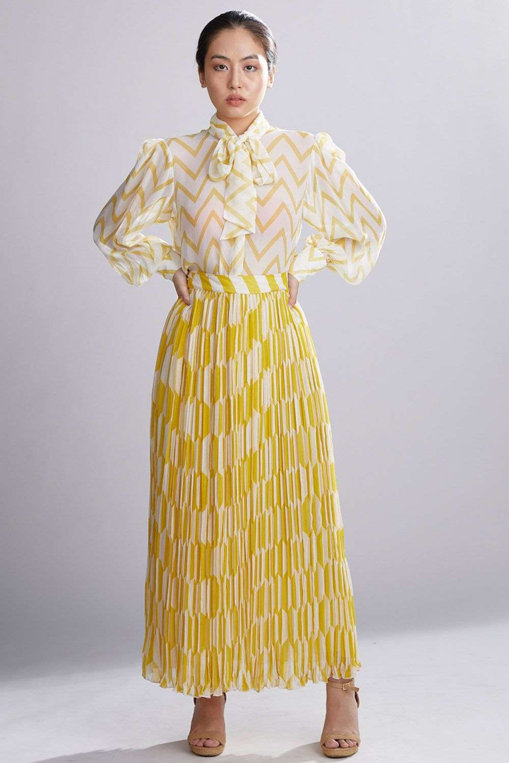 Buy KoAi Soft Yellow Georgette Coordinate Sets