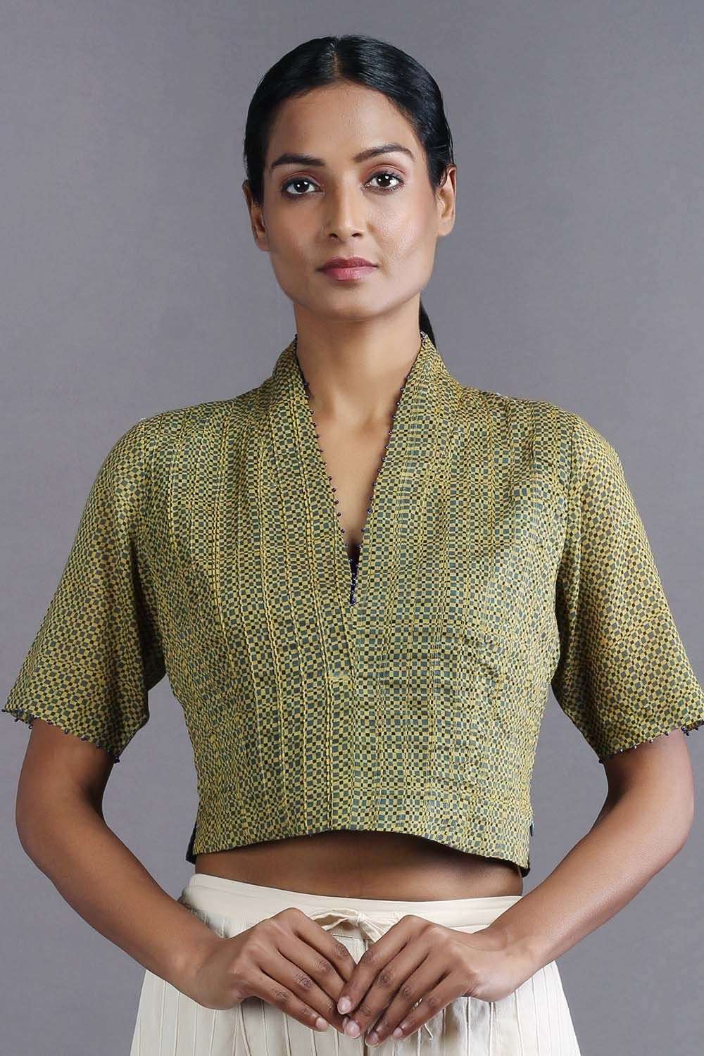 High v on sale neck blouse