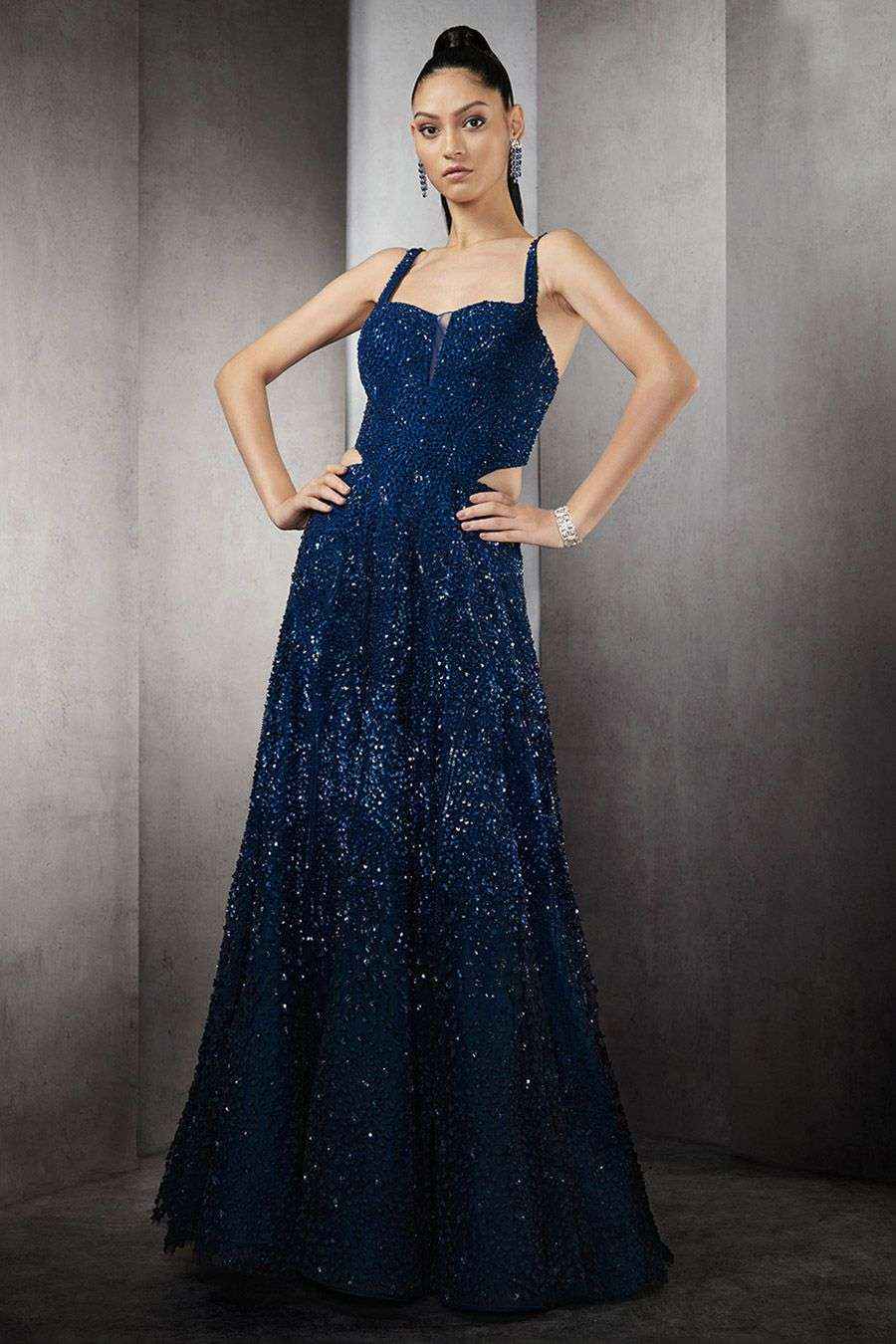 Buy Rohit Gandhi + Rahul Khanna Soft Blue Tulle (Lining