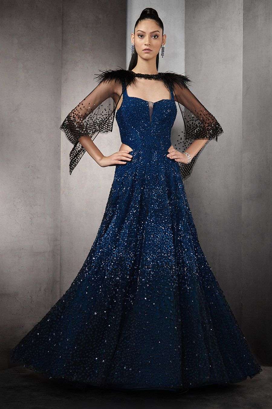 Buy Rohit Gandhi + Rahul Khanna Soft Blue Tulle (Lining