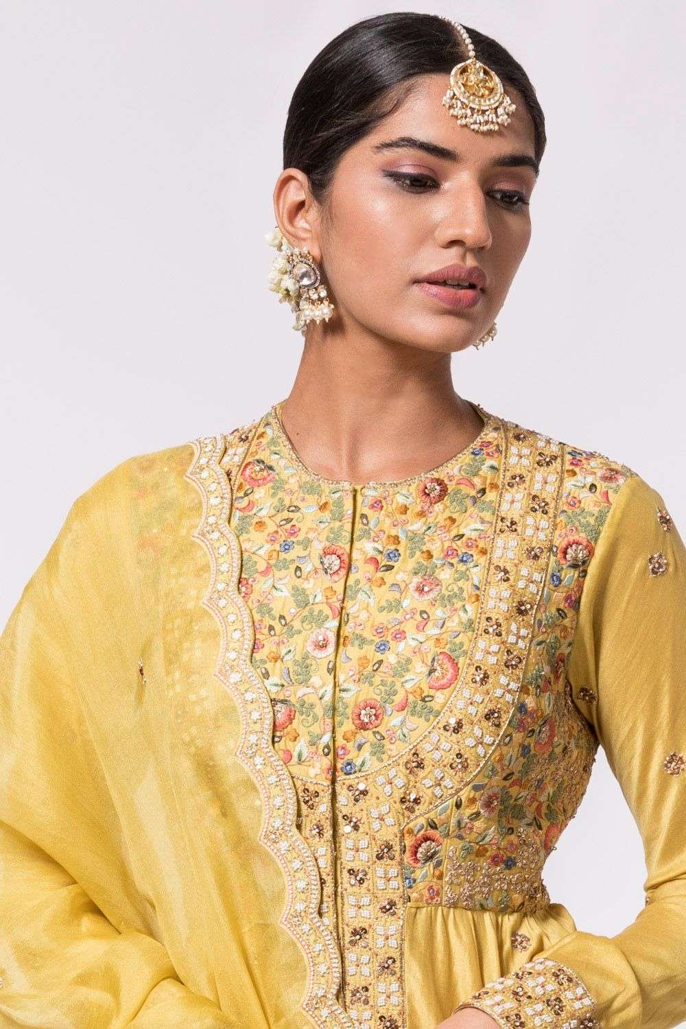Buy Petticoat Lane by Divya Soft Yellow Chanderi Hand & machine