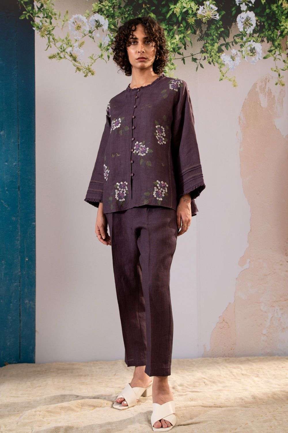 Lavender dahlia printed co-ord set