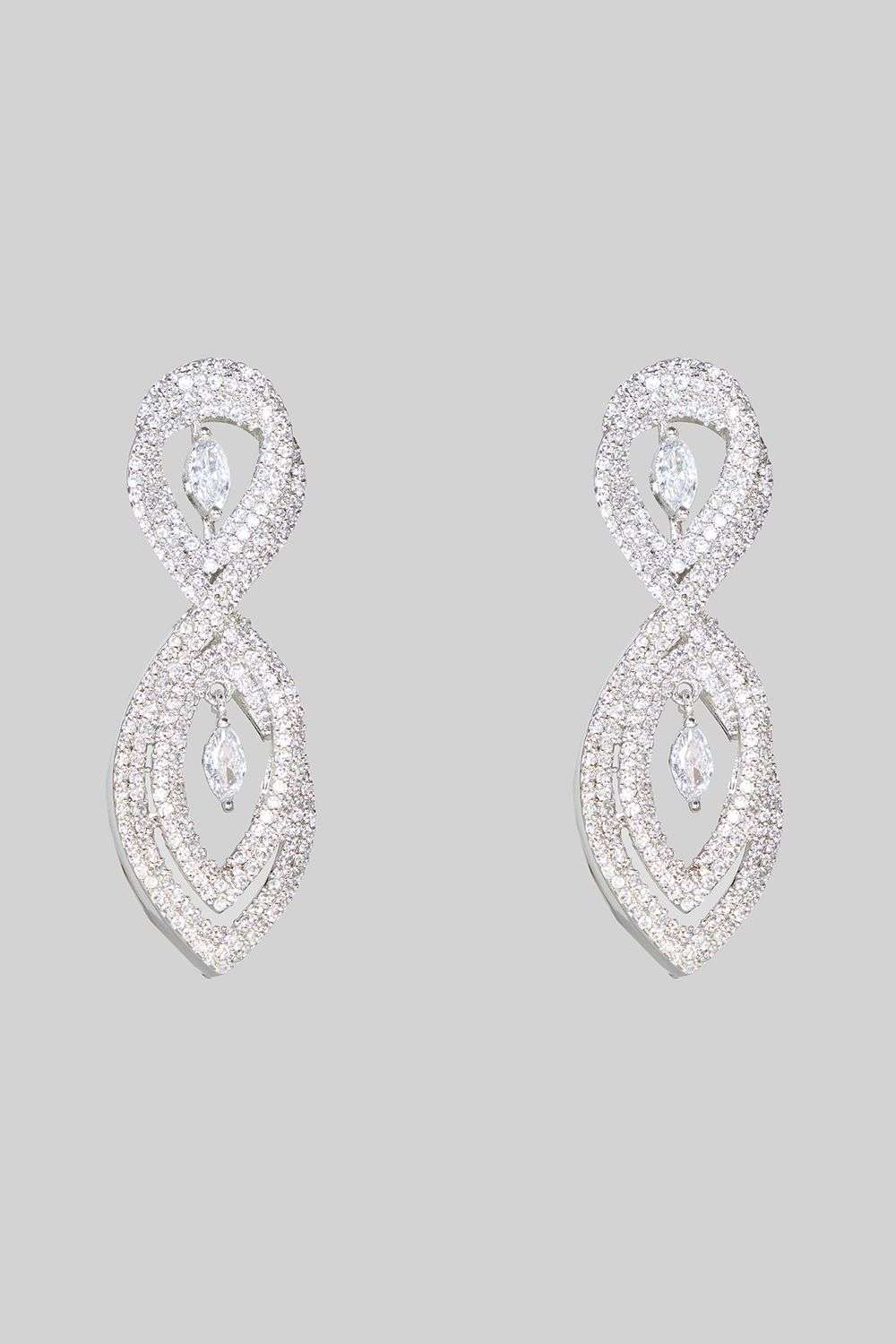 Silver Mix Metal Taleeha Diamond Earrings