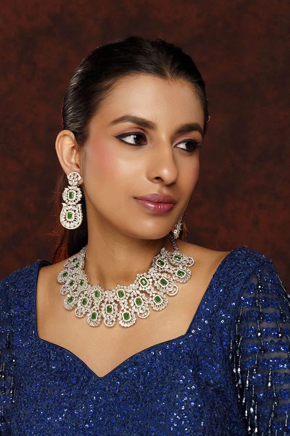 Earrings Matching Jewellery For Blue Lehenga White Chehek Emerald