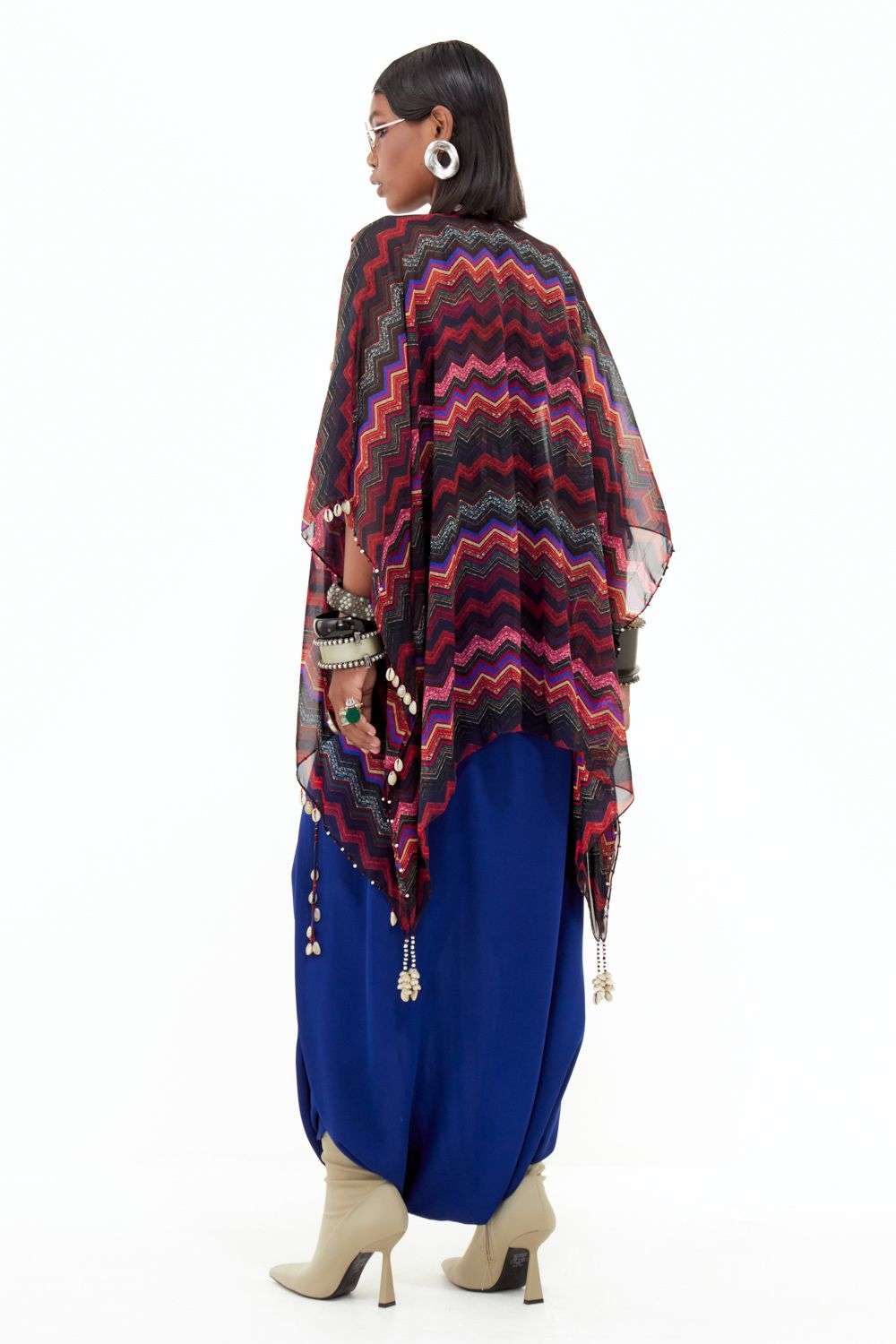 Buy Aseem Kapoor Soft Print Sheer Silk Lace Cutwork Panel In Multi