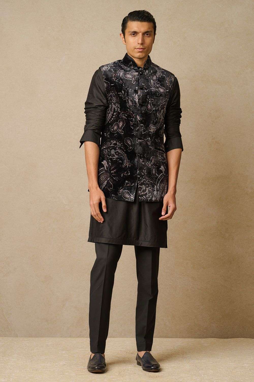 Buy Tarun Tahiliani Men Soft Black Velvet Waist Coats