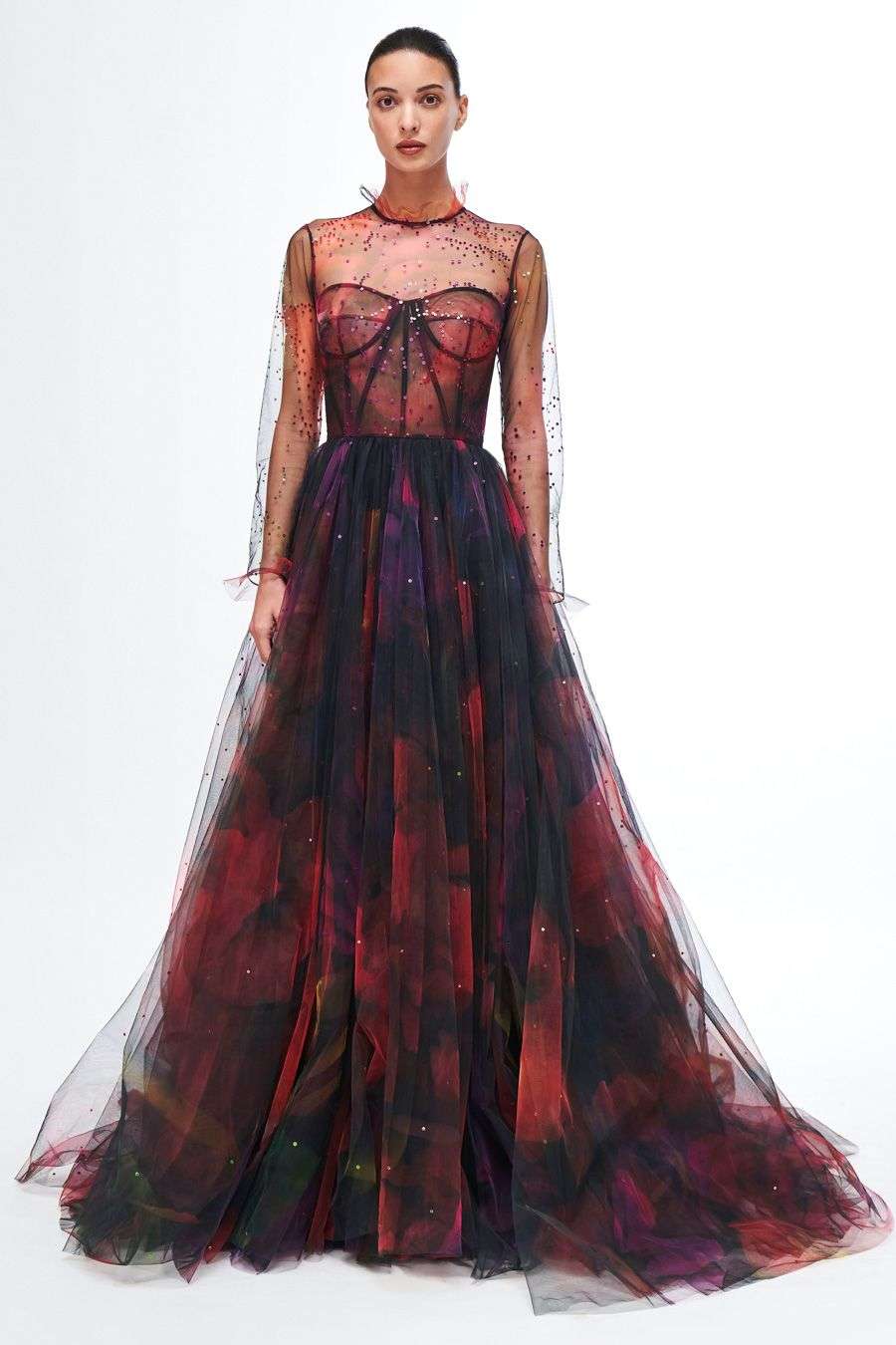 Buy Gauri Nainika Soft Multi printed Tulle Gowns