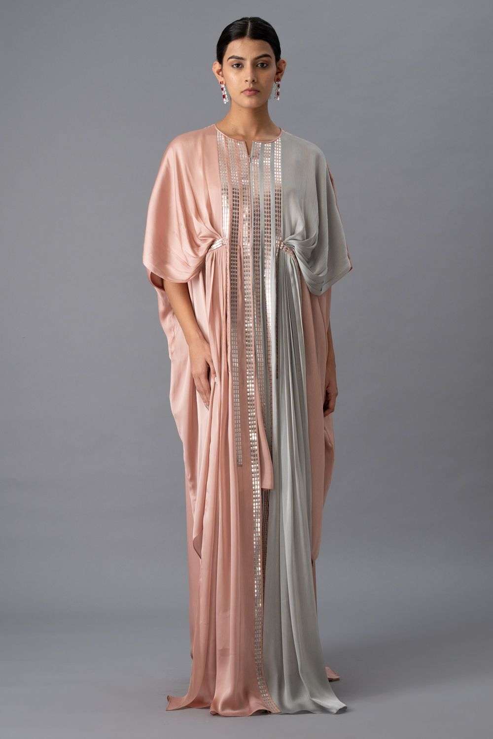 Buy Amit Aggarwal Soft Pink Crepe Chiffon, Metallic Polymer Dresses