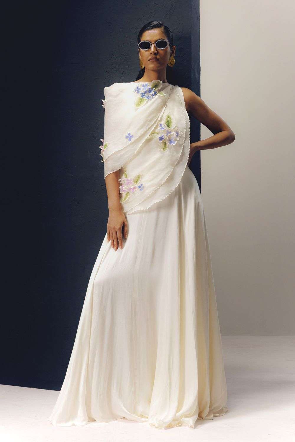 Buy Richa Khemka Soft White Modal, Satin Gowns
