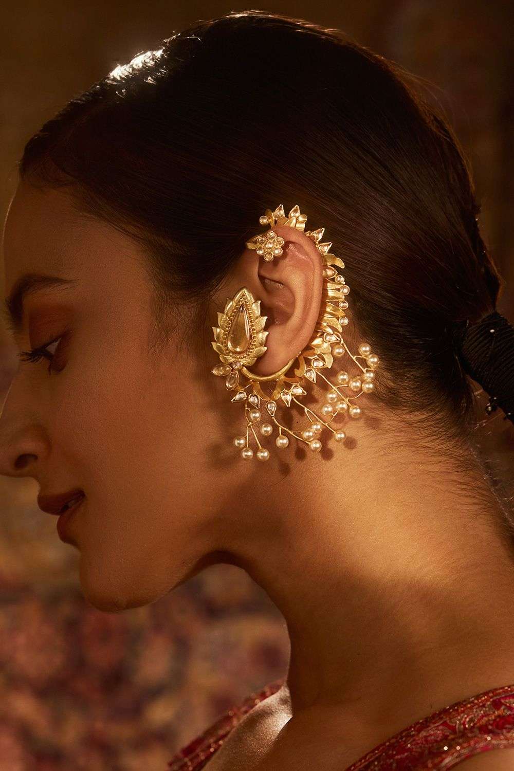 Golden Zinc Alloy Ear Cuff South Indian Jhumkas at Rs 180/pair in Mumbai |  ID: 2852379072612