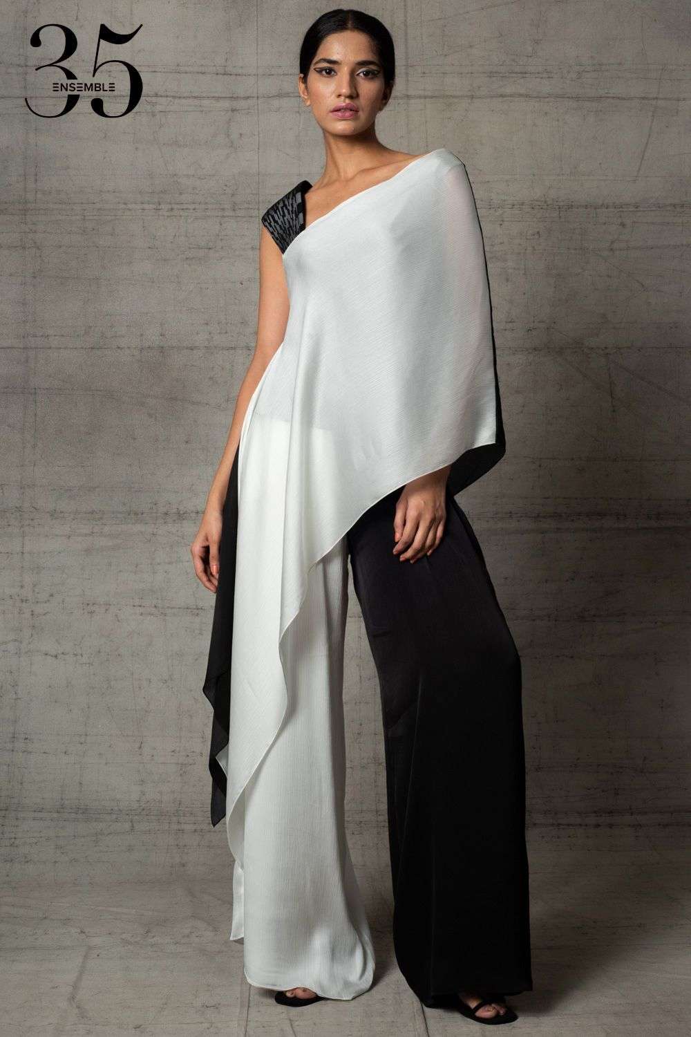 Buy Amit Aggarwal x Ensemble Soft Black Chiffon Tops