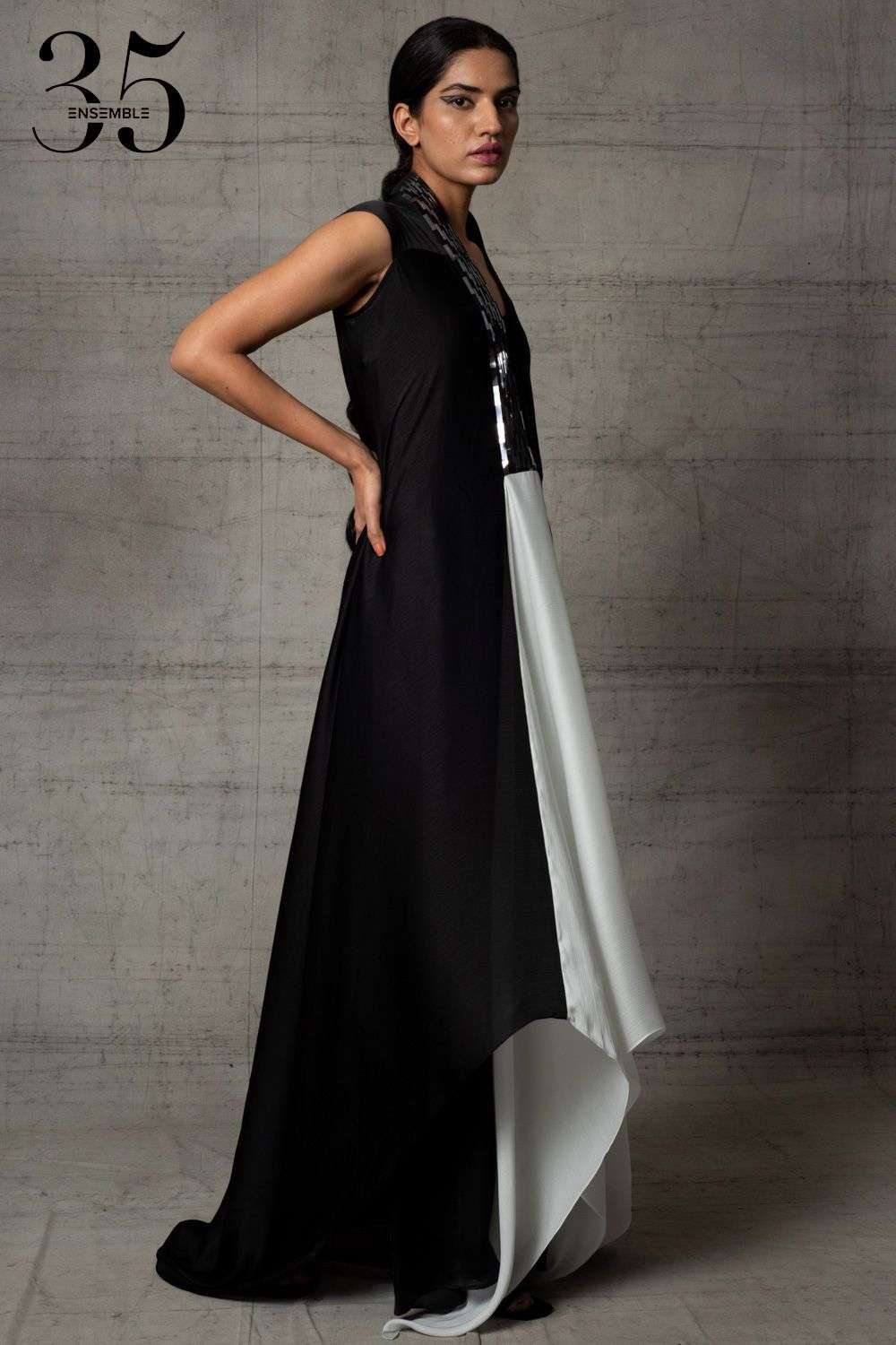 Black and White Formal Gown for a Bridesmaid