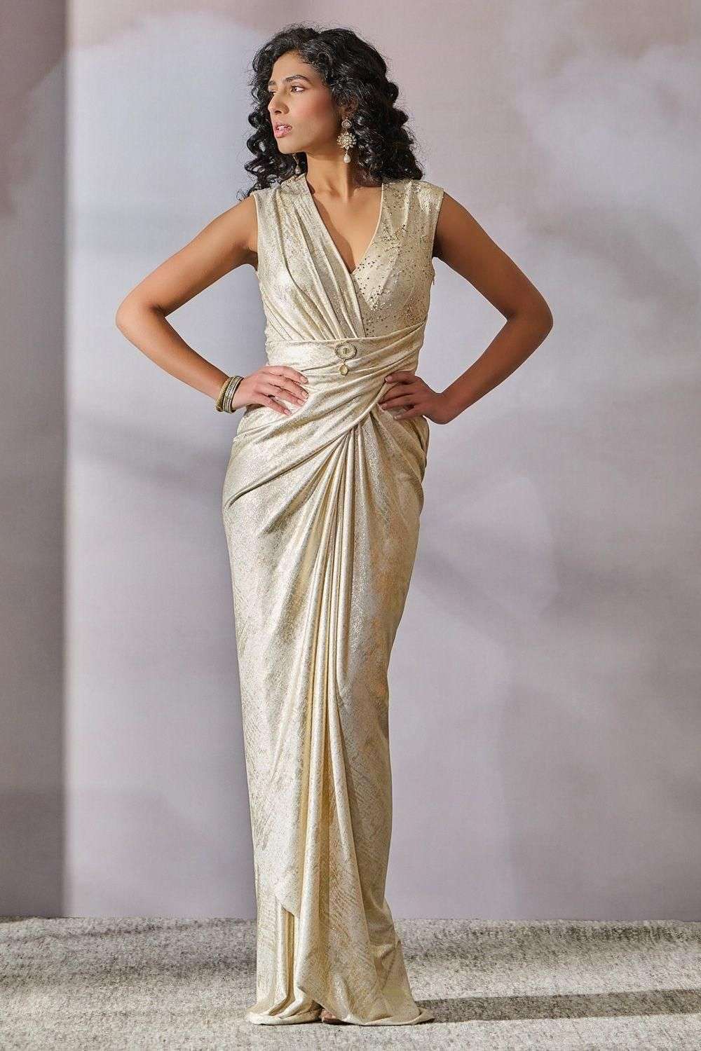 Gold ivory dress top