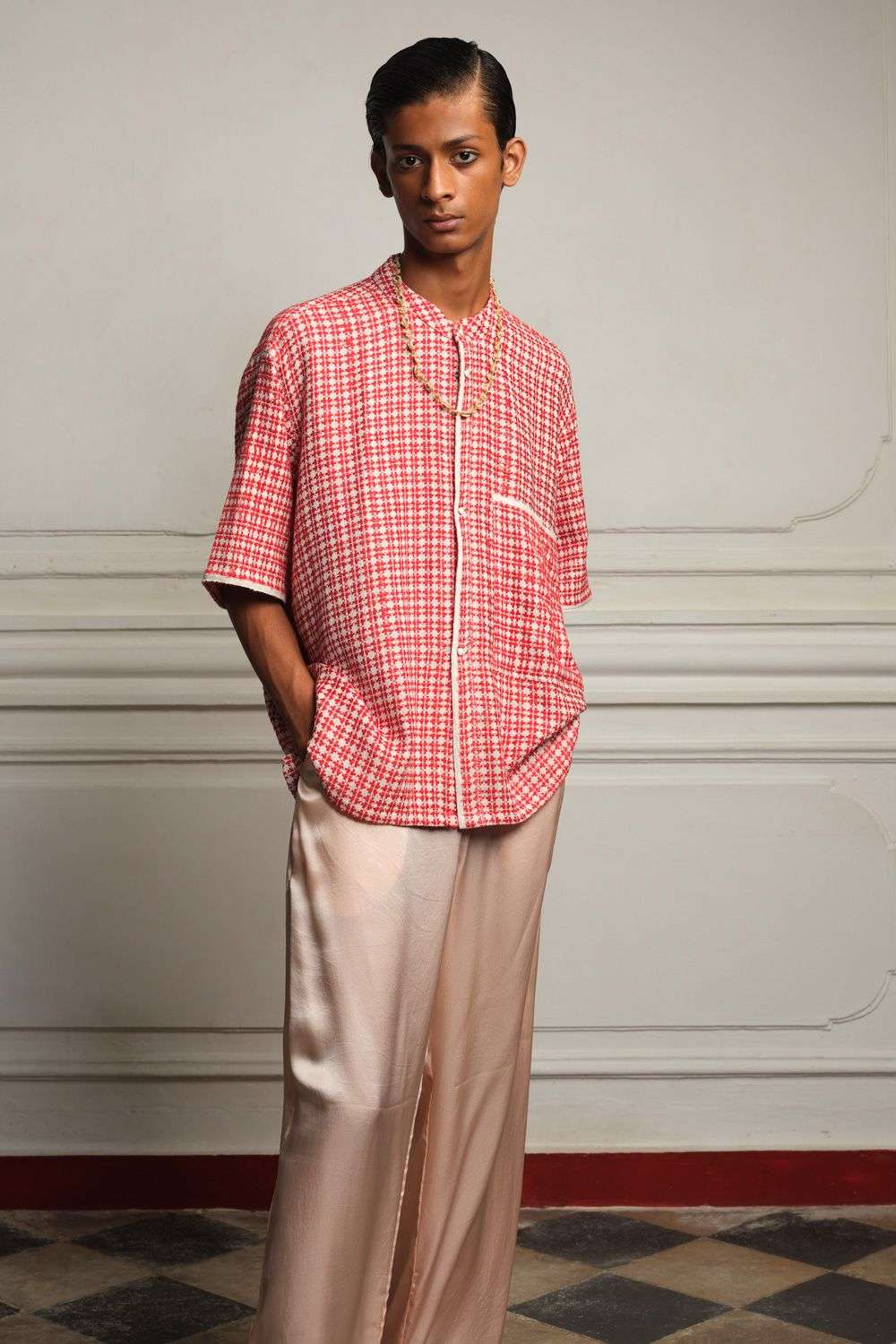 Buy NAUSHAD ALI Men Soft Red Shirt - 100% Cotton Handwoven