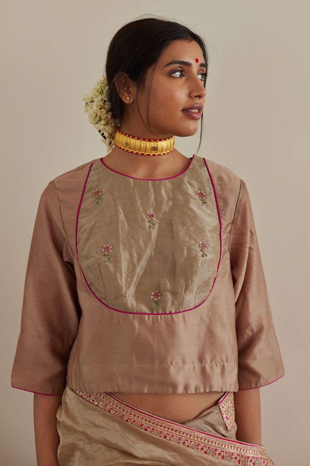 値下げ　美品　Sheer Embroidery Blouse Gulghast Geetika Blouse – Torani India