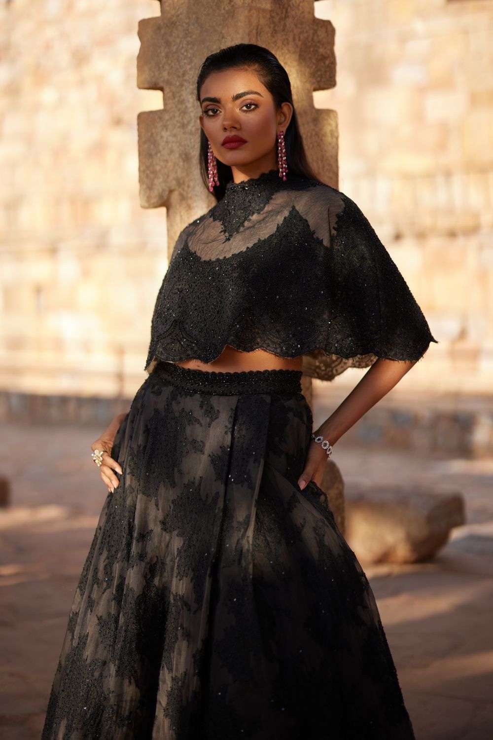 Buy Roseroom Soft Black Skirt Fabric:- Silk Organza And Top Fabric