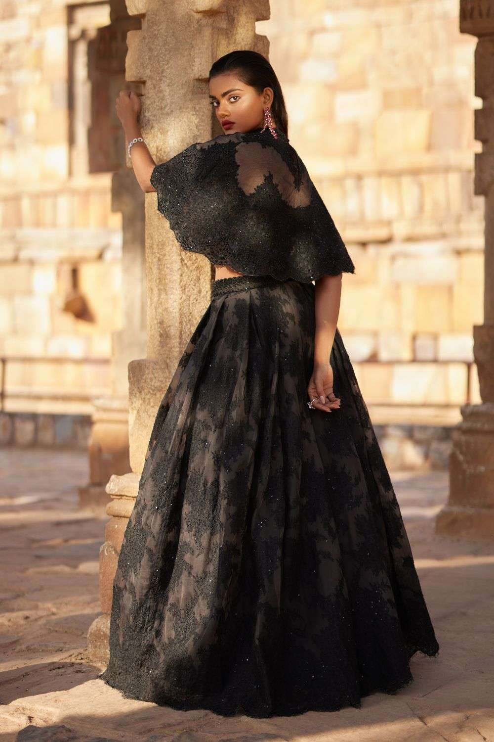 Buy Roseroom Soft Black Skirt Fabric:- Silk Organza And Top Fabric