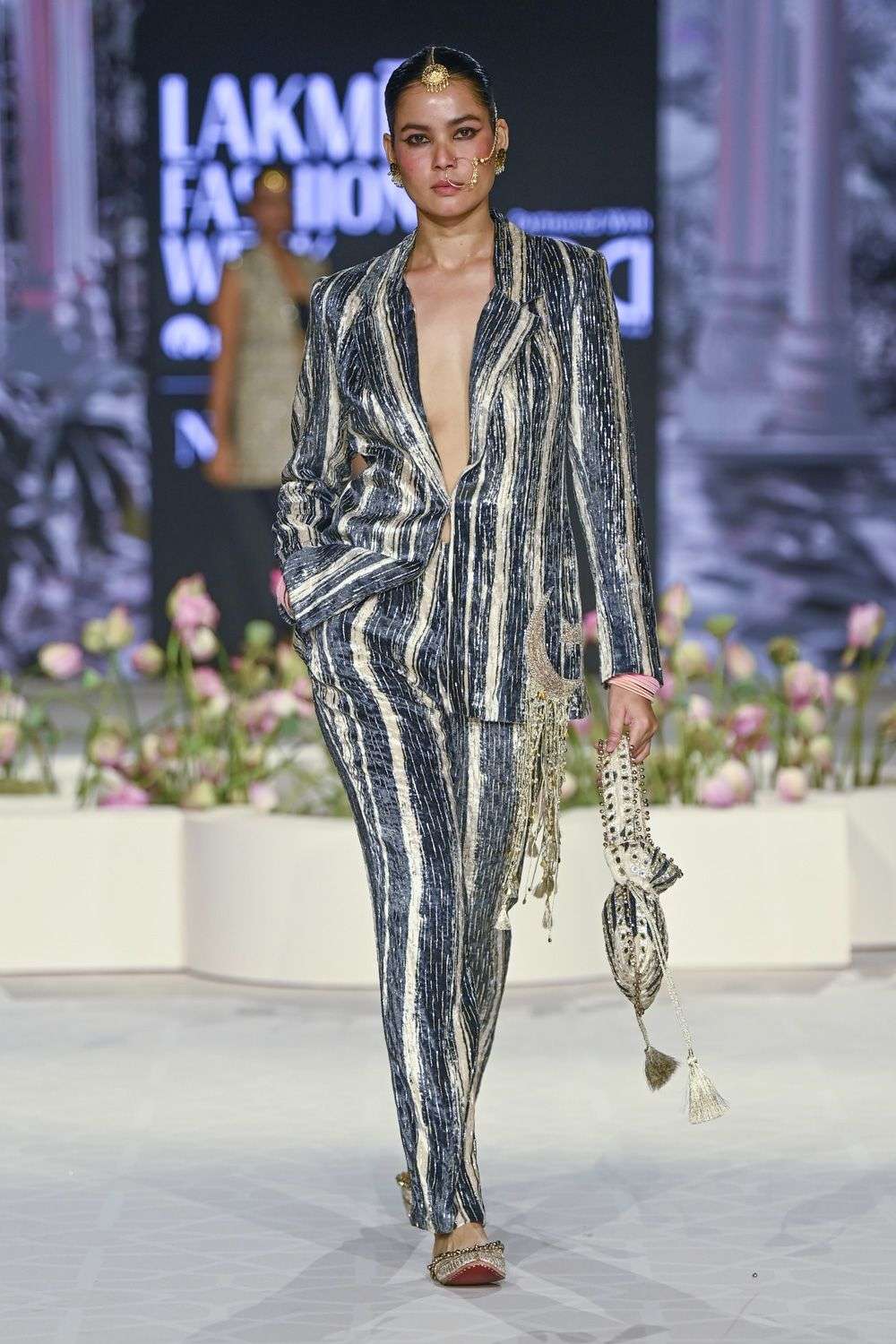 Buy Payal Singhal Soft White Velvet Printed, Embroidered Jacket Sets