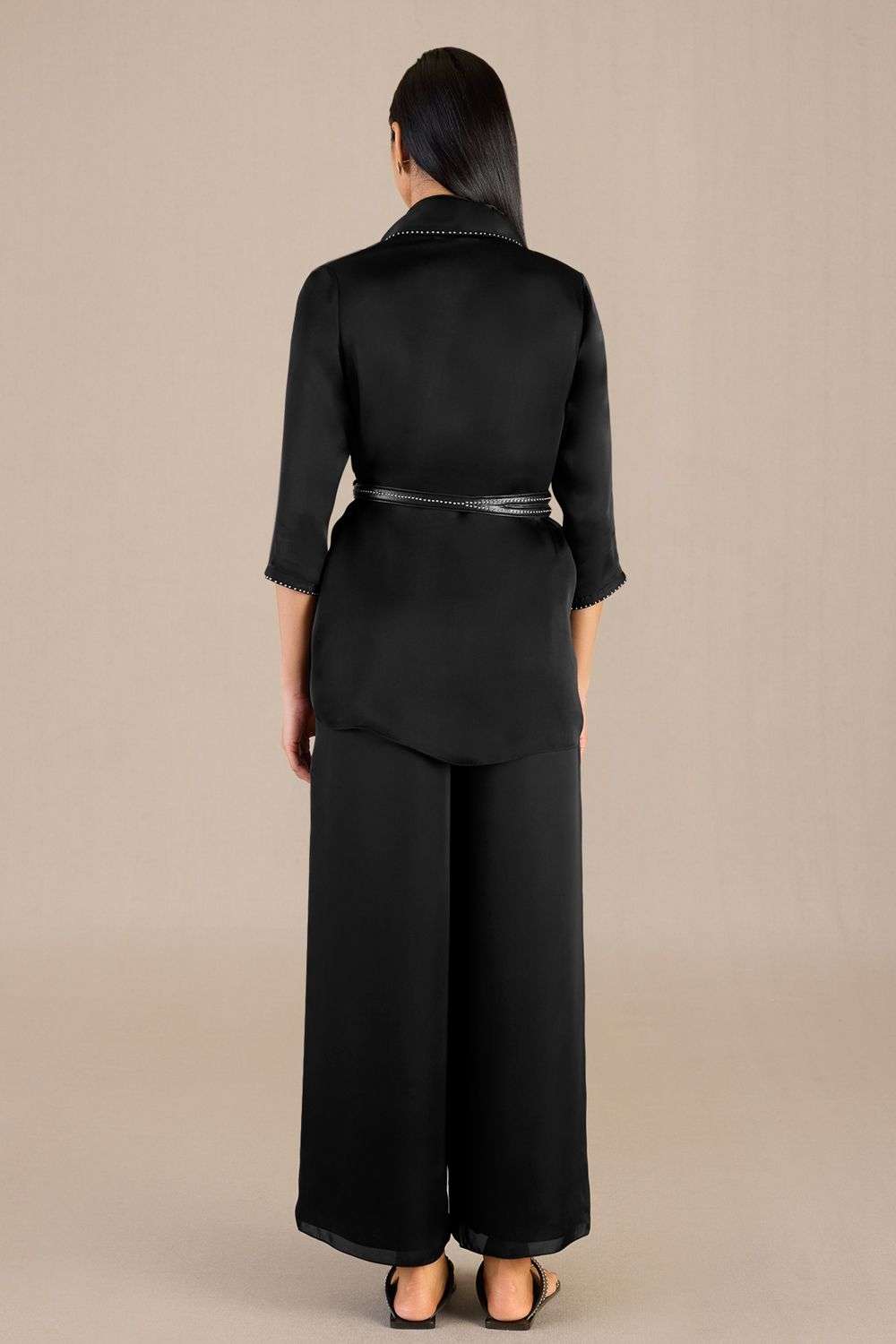 Buy AMPM Soft Black Satin Organza Coordinate Sets