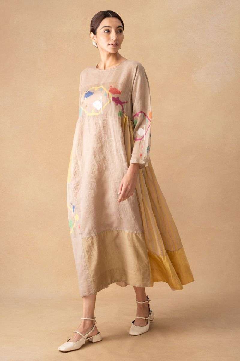 Buy Injiri Soft Beige 100% Handloom Organic Cotton Dresses