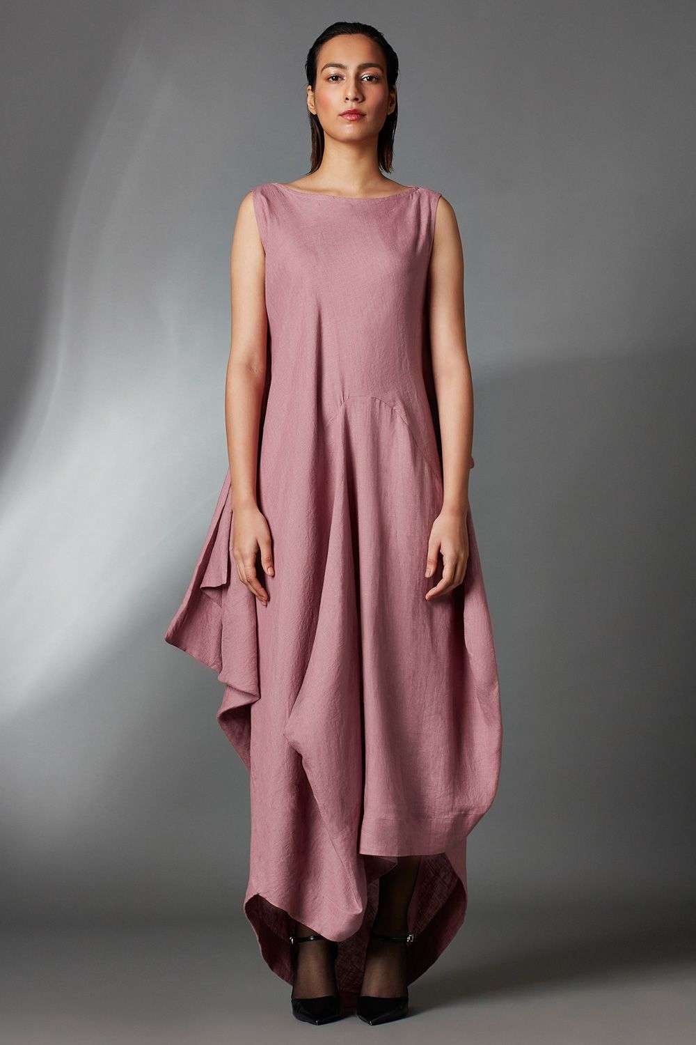 Mauve linen zara dress