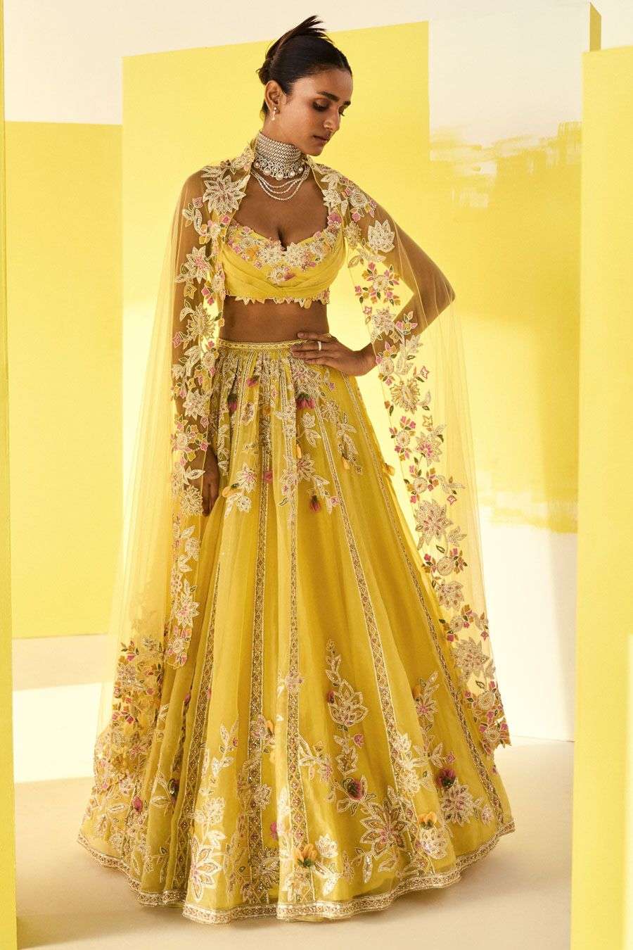 Lahya yellow embellished lehenga set
