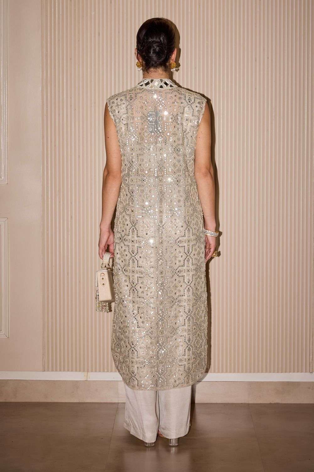 Buy Twenty Nine Soft Silver Tulle Tulle Mirrorwork Outer Wear