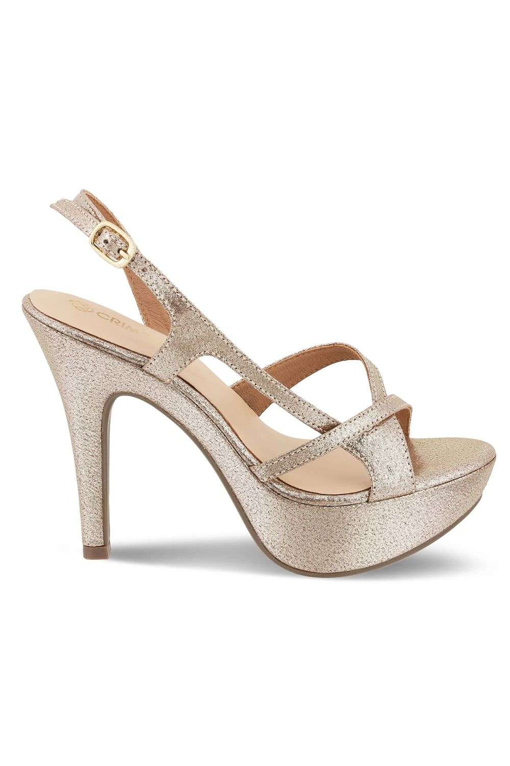 Buy Gold Faux Leather Catherine Strappy Stilettos -Designer Wear