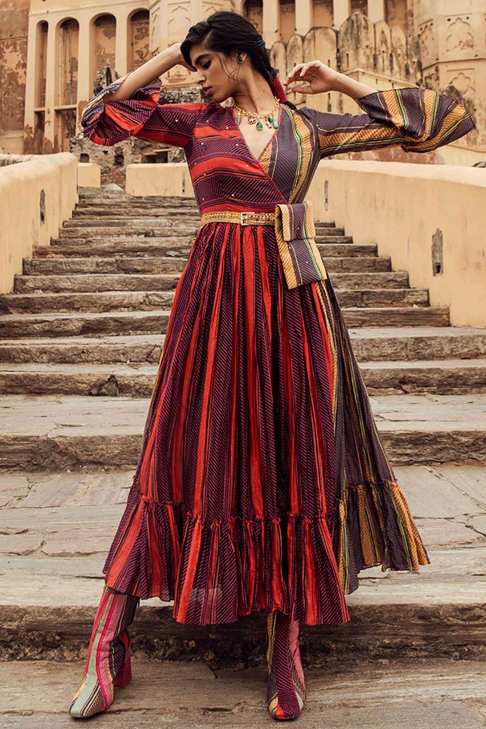 Buy Swati Vijaivargie Soft Multi Chanderi silk Dresses