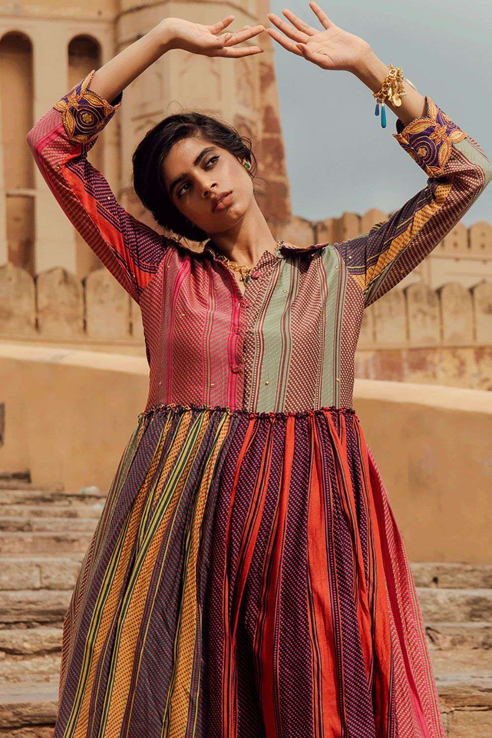 Buy Swati Vijaivargie Soft Multi Chanderi silk Dresses