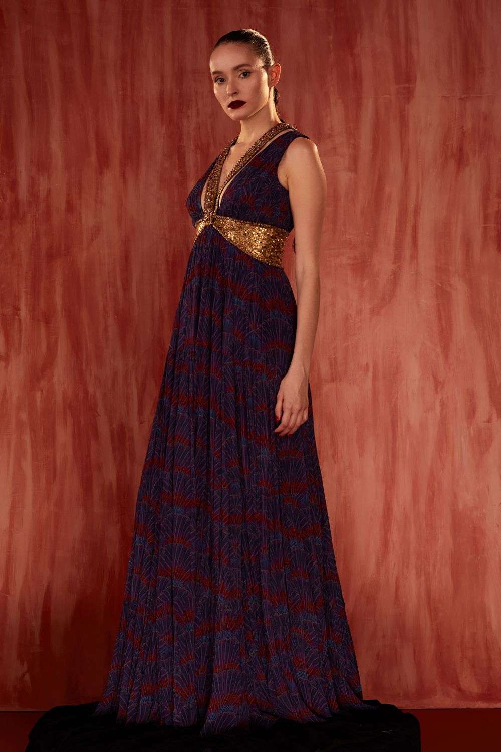 Buy Nikita Mhaisalkar Soft Multi GEORGETTE MOSAIC BRICK EMBROIDERY