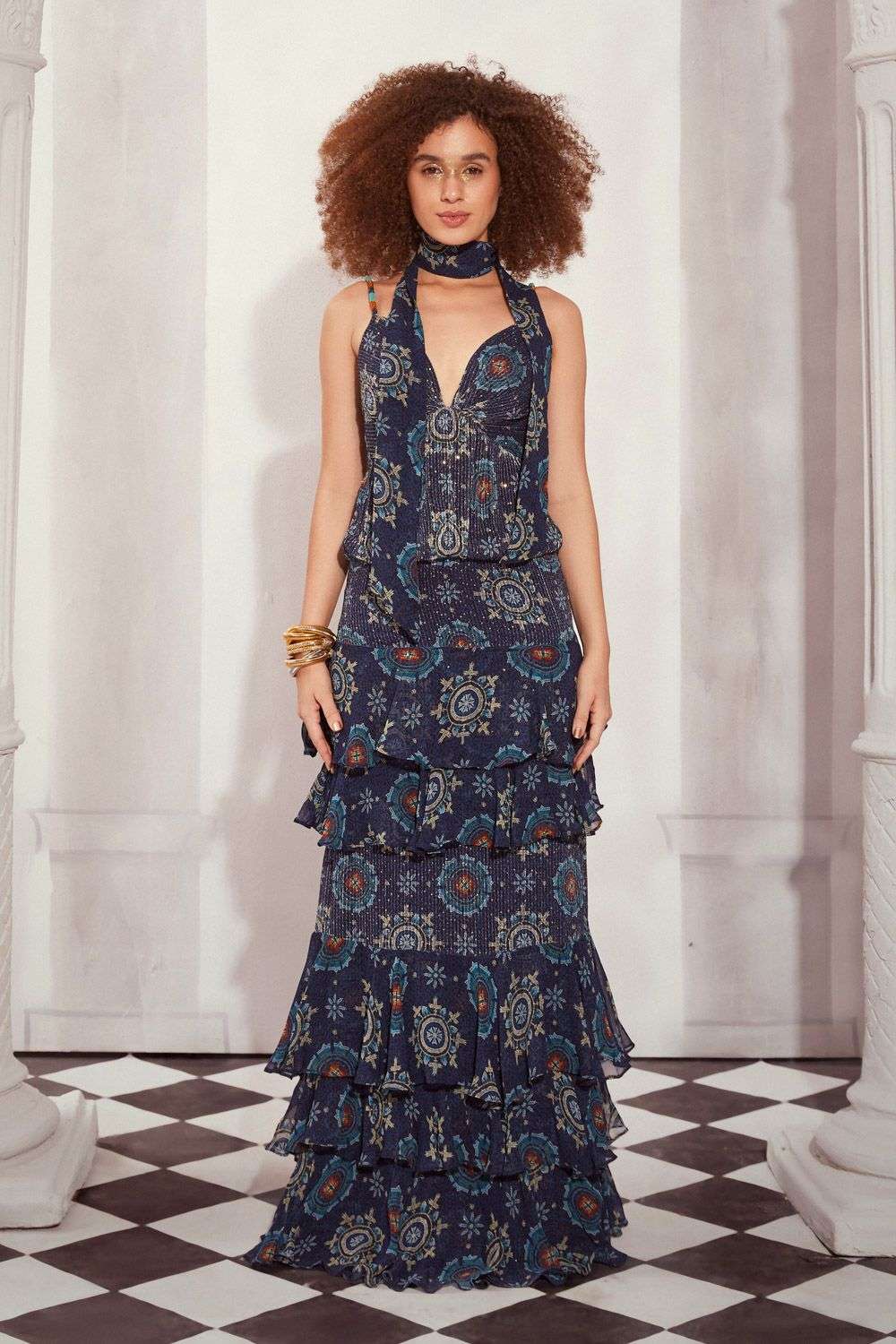 Buy Nikita Mhaisalkar Soft Blue SMALL SEQUIN GEORGETTE Dresses