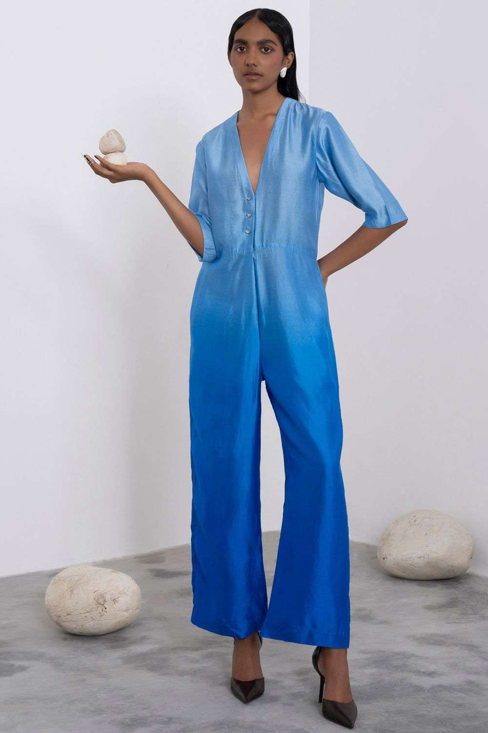 Blue ombre boxy jumpsuit
