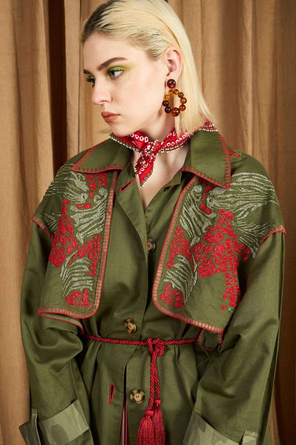 Buy Rara Avis Soft Green Linen Outer Wear